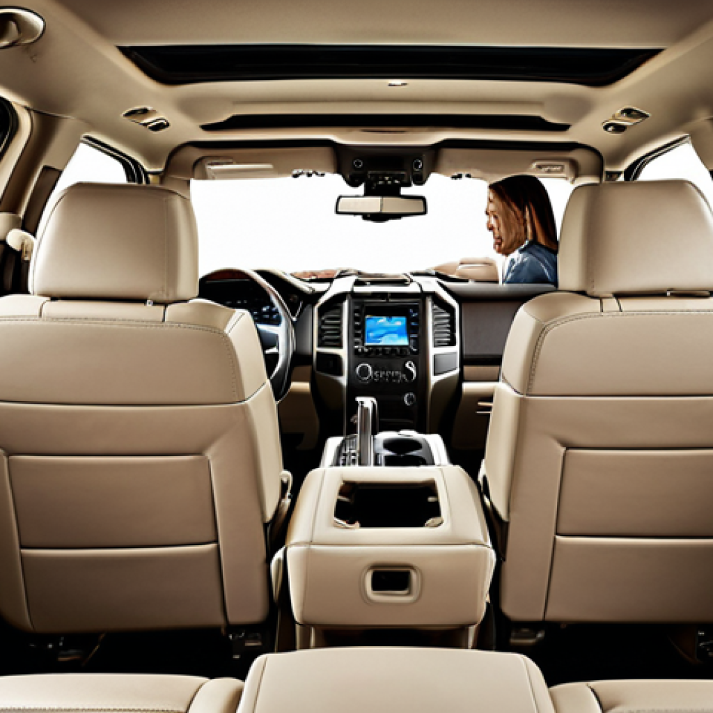 **Interior Space of Ford Expedition**: Create an image showcasing the spacious interior of the Ford Expedition, highlighting comfortable seating for up to eight passengers. Include features like adjustable third-row seats and ample cargo space filled with luggage, emphasizing family travel comfort.